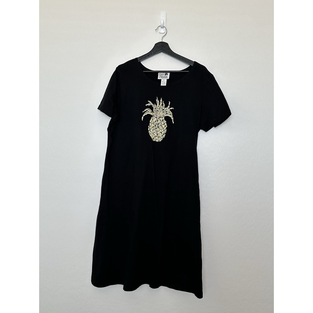 Copa Cabana New Women's Maxi Length Short Sleeve Glitter Pineapple XL